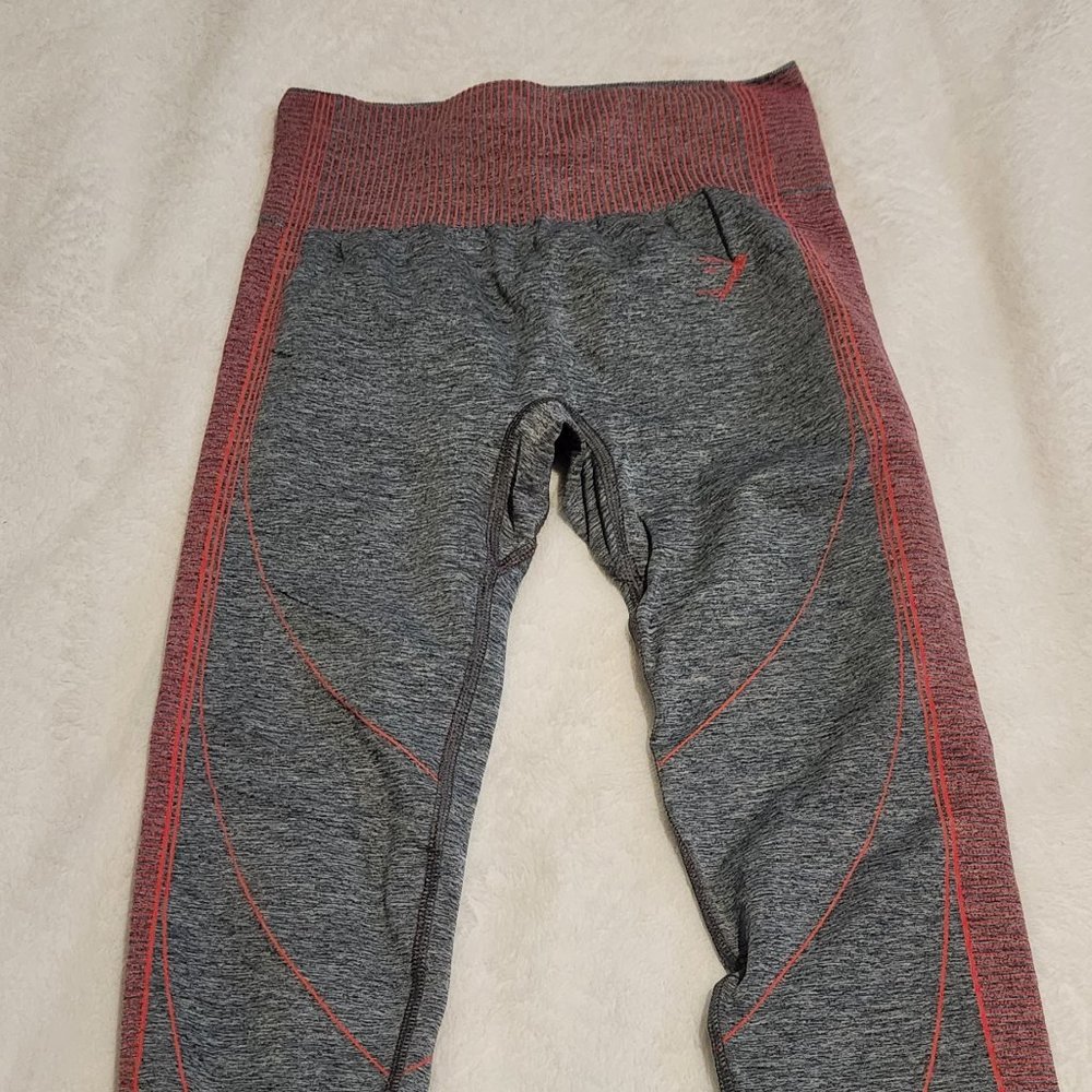 Gymshark Hyper Amplify Leggings - Charcoal Marl/Coral